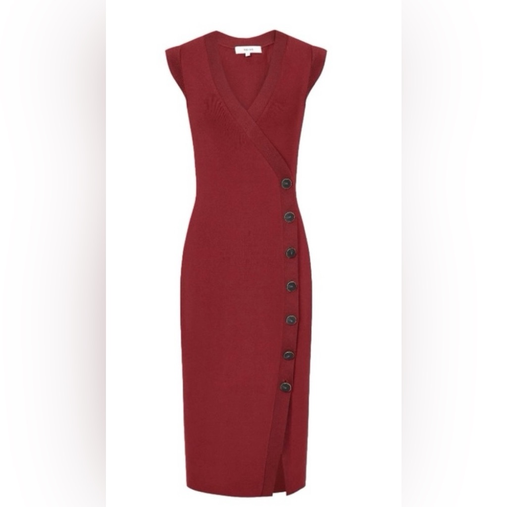 Reiss Burgundy Wrap Midi Dress